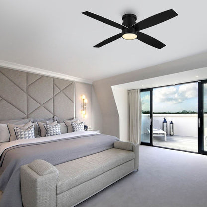 Ventilateur de plafond encastré WINGBO 44/52 pouces avec éclairage et télécommande, 4 pales réversibles