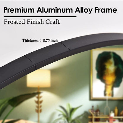 Miroir rond mural YVANLA pour salle de bain avec cadre en métal