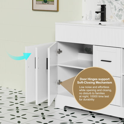 Ensemble de meuble-lavabo Wavy Line 30/36/48 avec lavabo et robinet