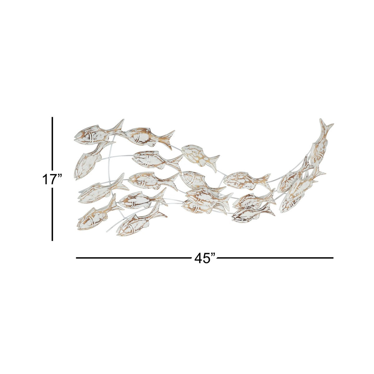 Décoration murale en bois faite main, motif poisson nageur, effet vieilli marron - Blanc - Roche River Decor