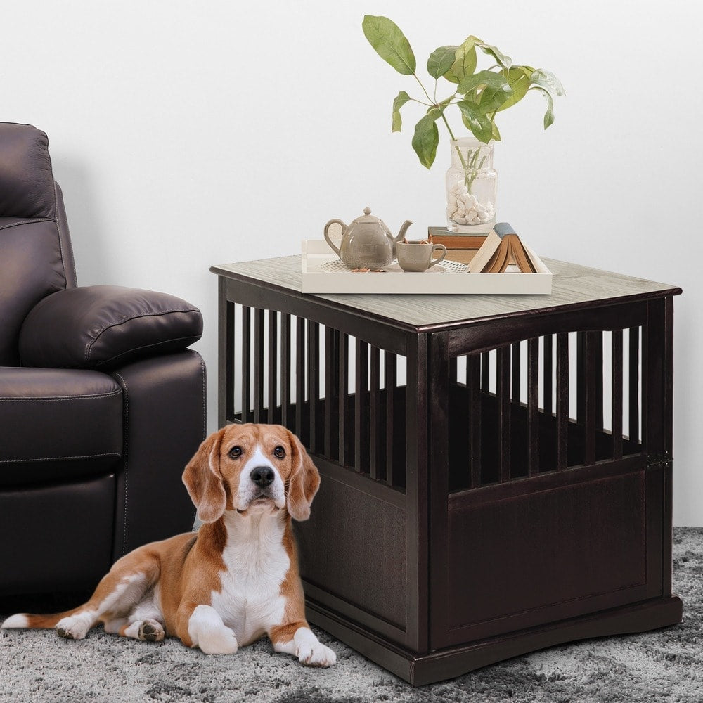 Table d'appoint en bois pour cage pour animaux de compagnie avec porte verrouillable