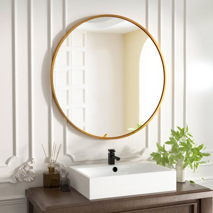 Miroir rond mural YVANLA pour salle de bain avec cadre en métal