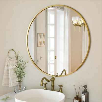 Miroir rond mural YVANLA pour salle de bain avec cadre en métal
