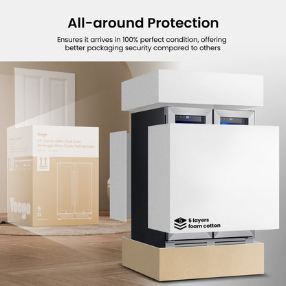 Réfrigérateur à vin/boissons 24 pouces, réfrigérateur double zone pour 20 bouteilles/60 canettes - 24 pouces