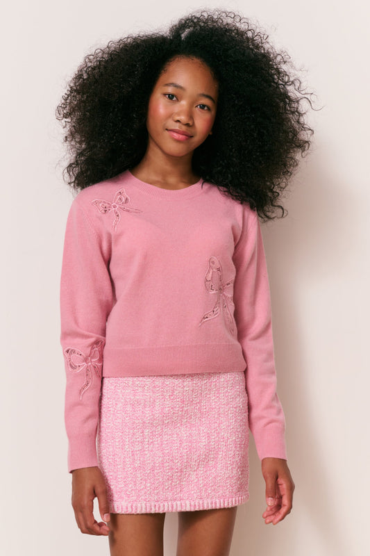 Pull Zolee en cachemire avec nœud pour fille