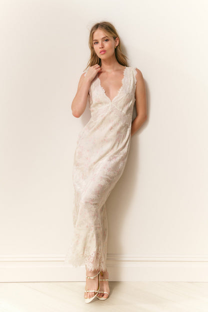Robe nuisette fleurie en mélange de soie Mira
