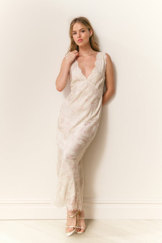 Robe nuisette fleurie en mélange de soie Mira