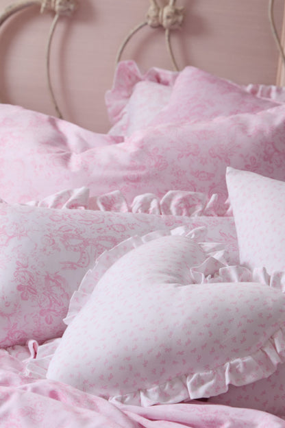 Coussin à volants en forme de cœur - ROSE BULLE