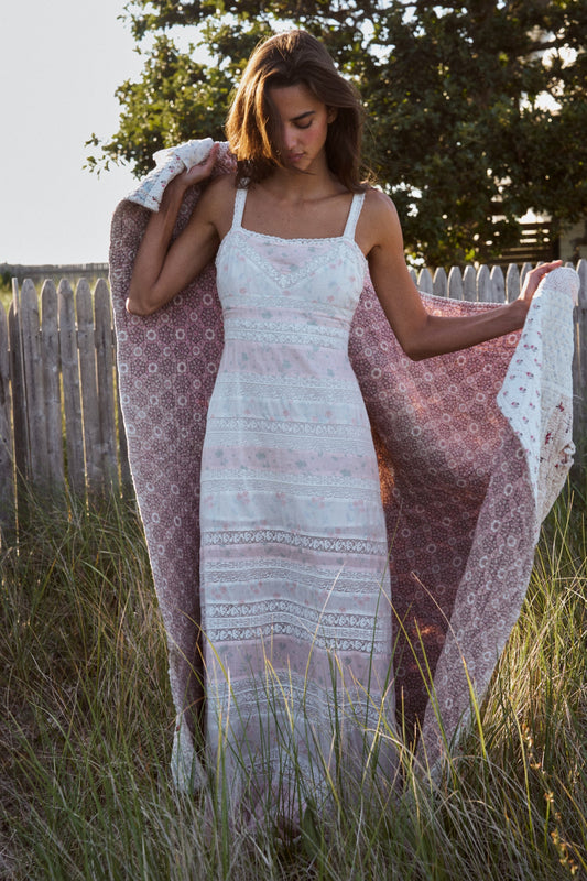 Robe longue en coton à imprimés mixtes Carwen