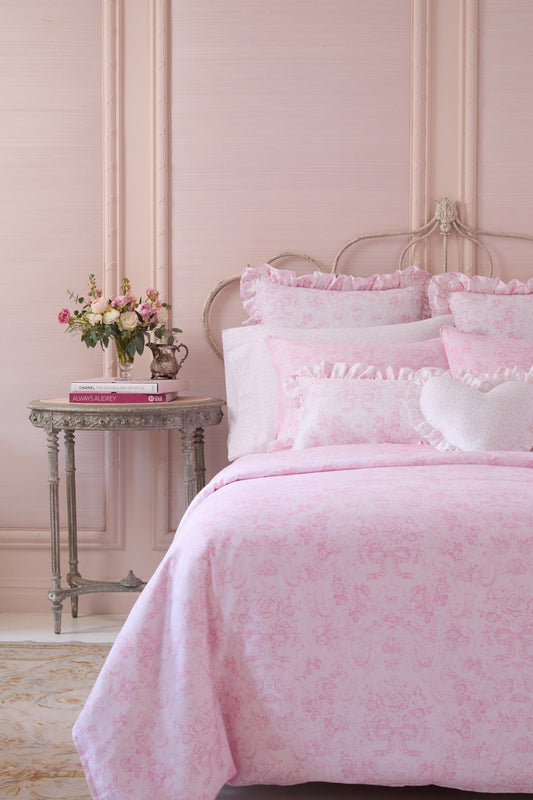 Parure housse de couette et taies d'oreiller à motif floral - PINK DREAM