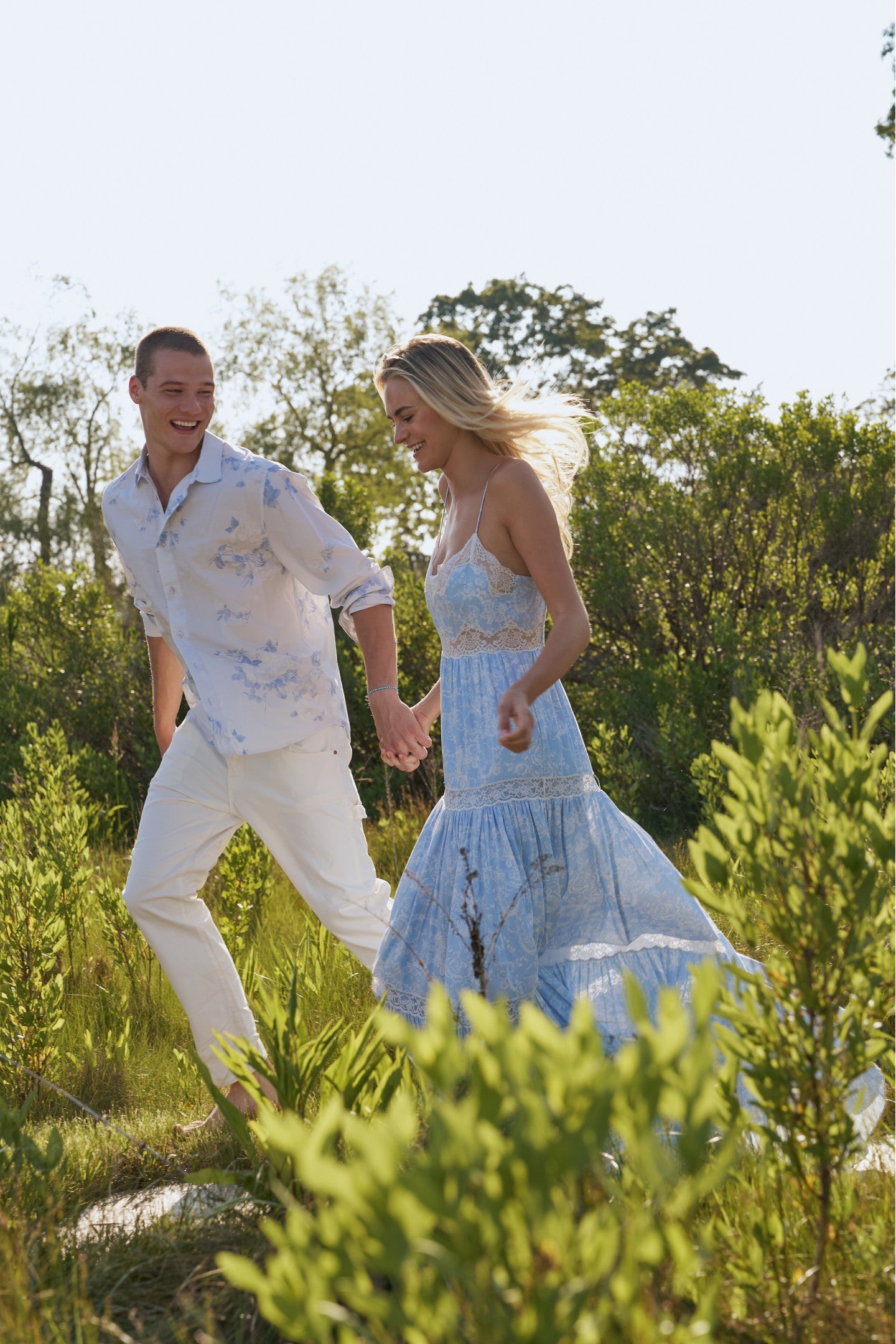 Chemise unisexe en coton Hudley - Bleu murmure